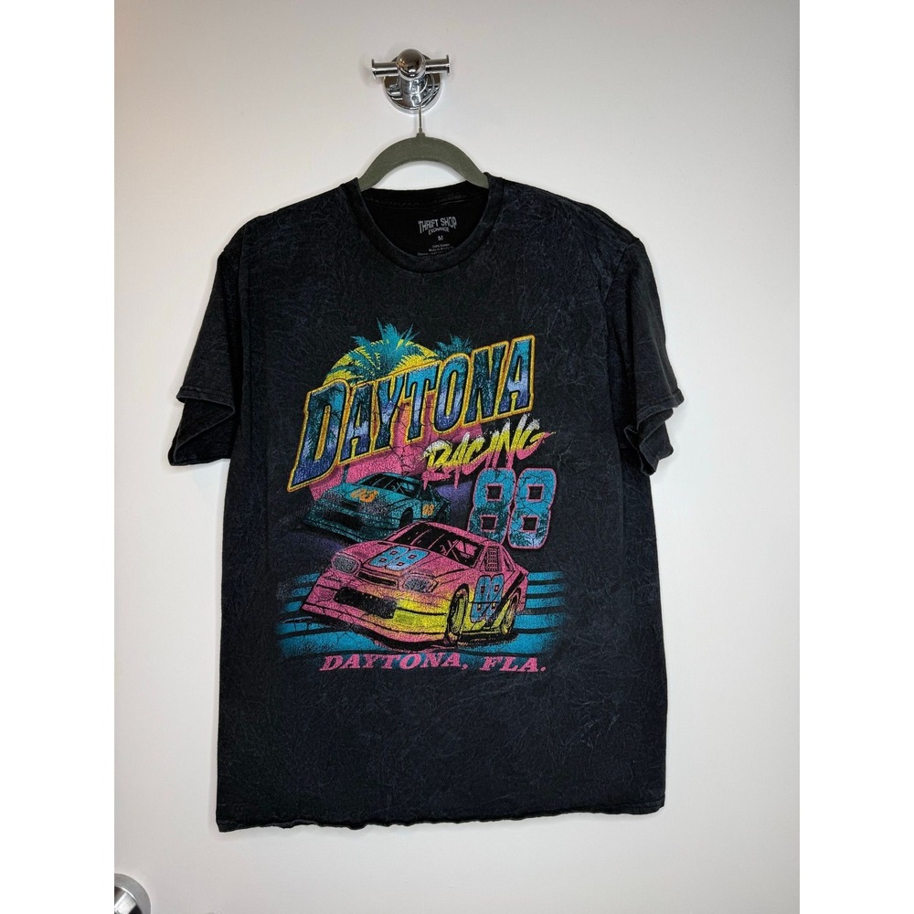 Daytona Racing '88 Black T Shirt M Thrift Shop Exchange Black Grey Grunge Tee